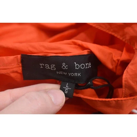 Rag & Bone Penn Windbreaker Jacket Mens Large Orange Hooded Nylon Rain - Picture 7 of 12